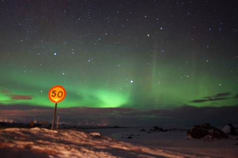 Northern Lights outside of Reykjavik